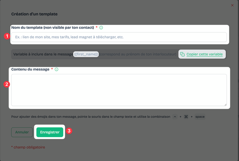 Création d'un template