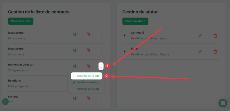 Exporter cette liste
