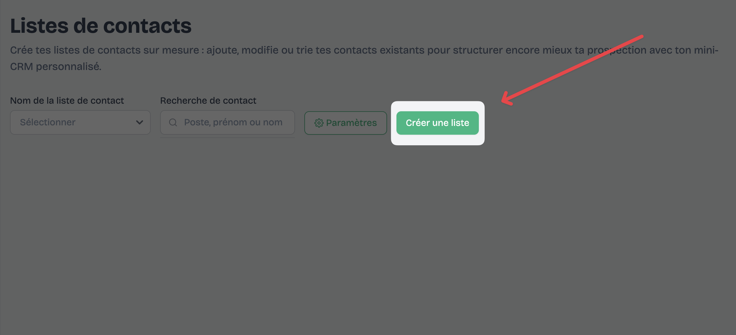 Créer une liste de contacts