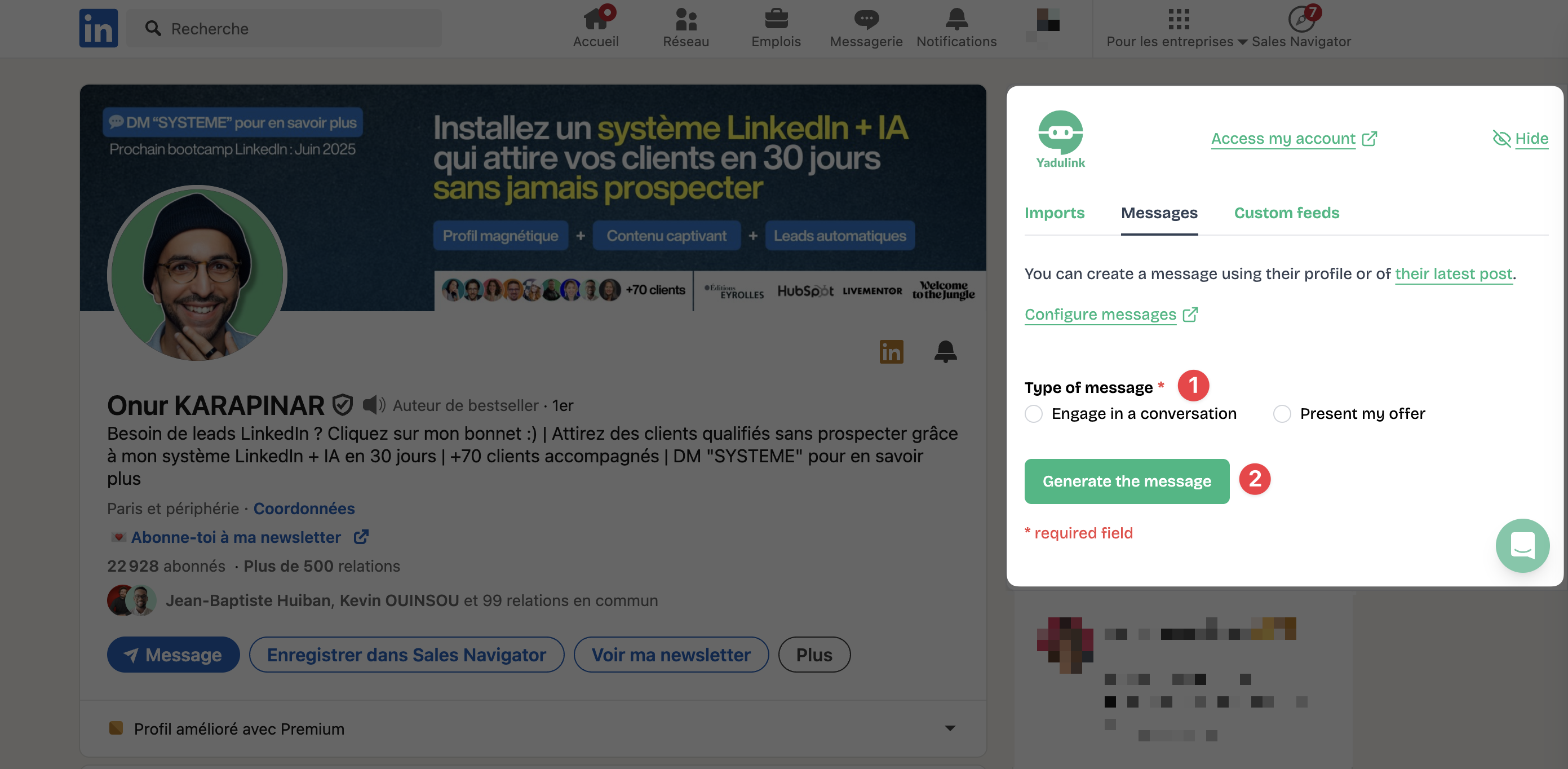 Générer le message