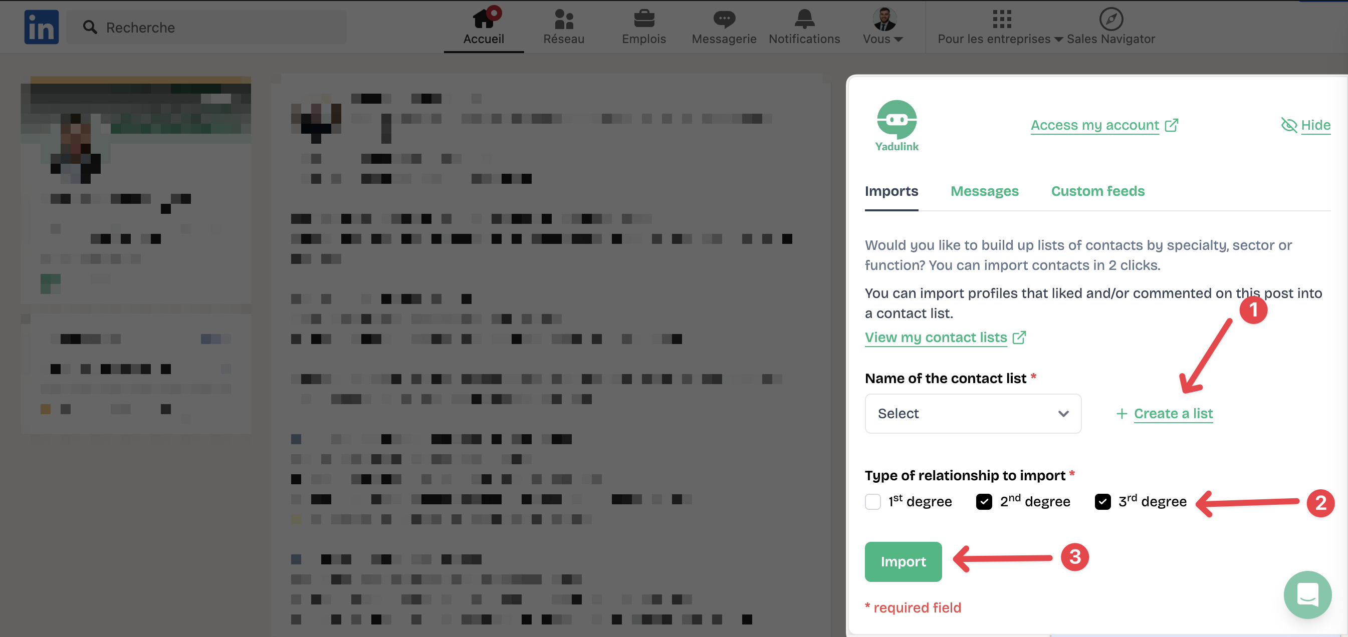 Importer depuis l'extension