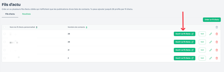 Ajouter un contact au fil d'actu