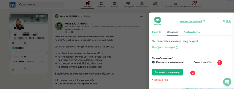 Extension Yadulink sur une publication