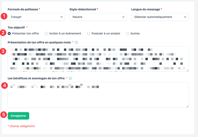 Paramétrage de l'IA