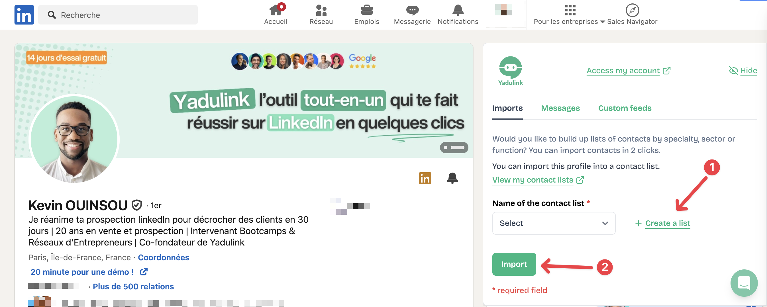 Importer depuis un profil