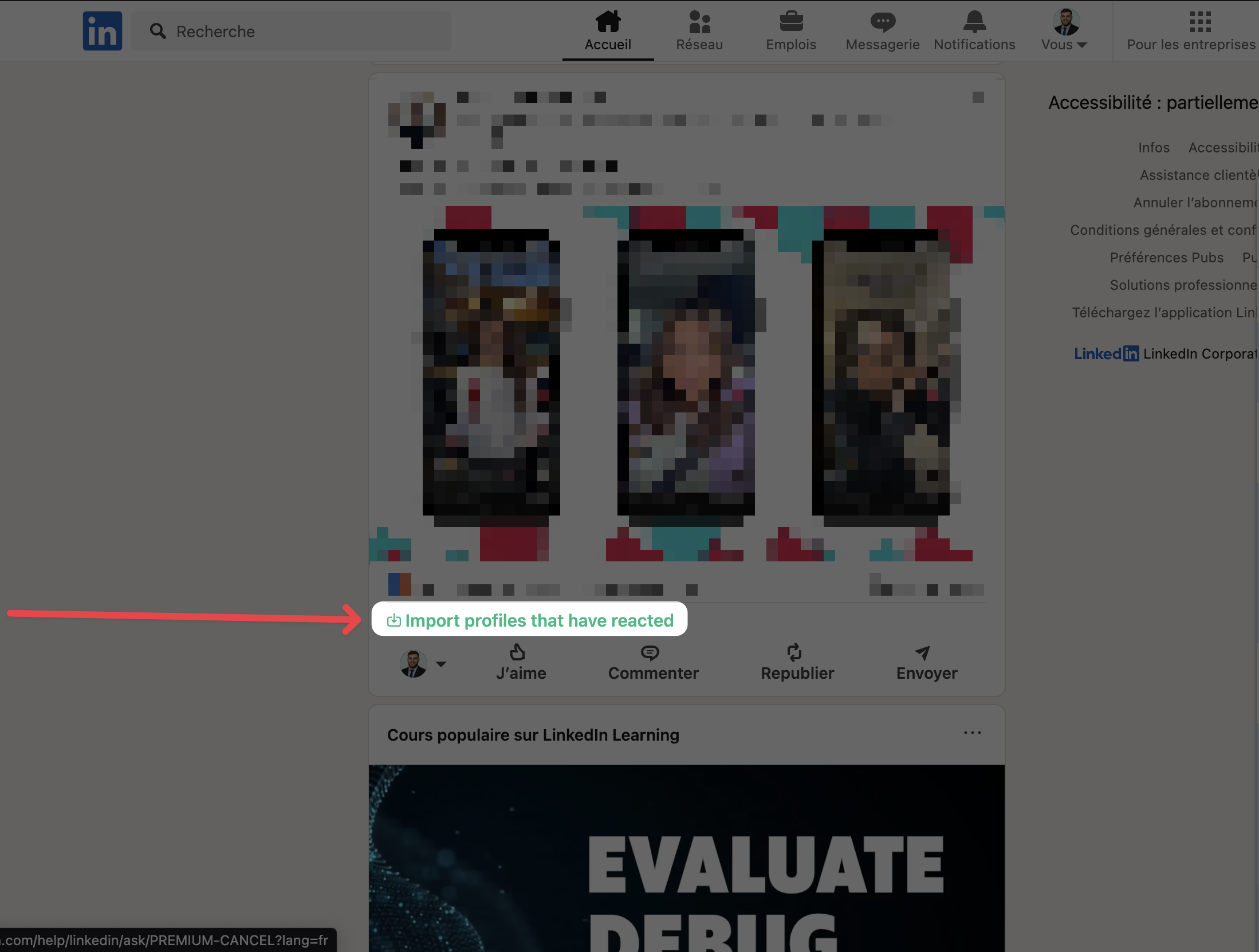 Importer les profils ayant réagis
