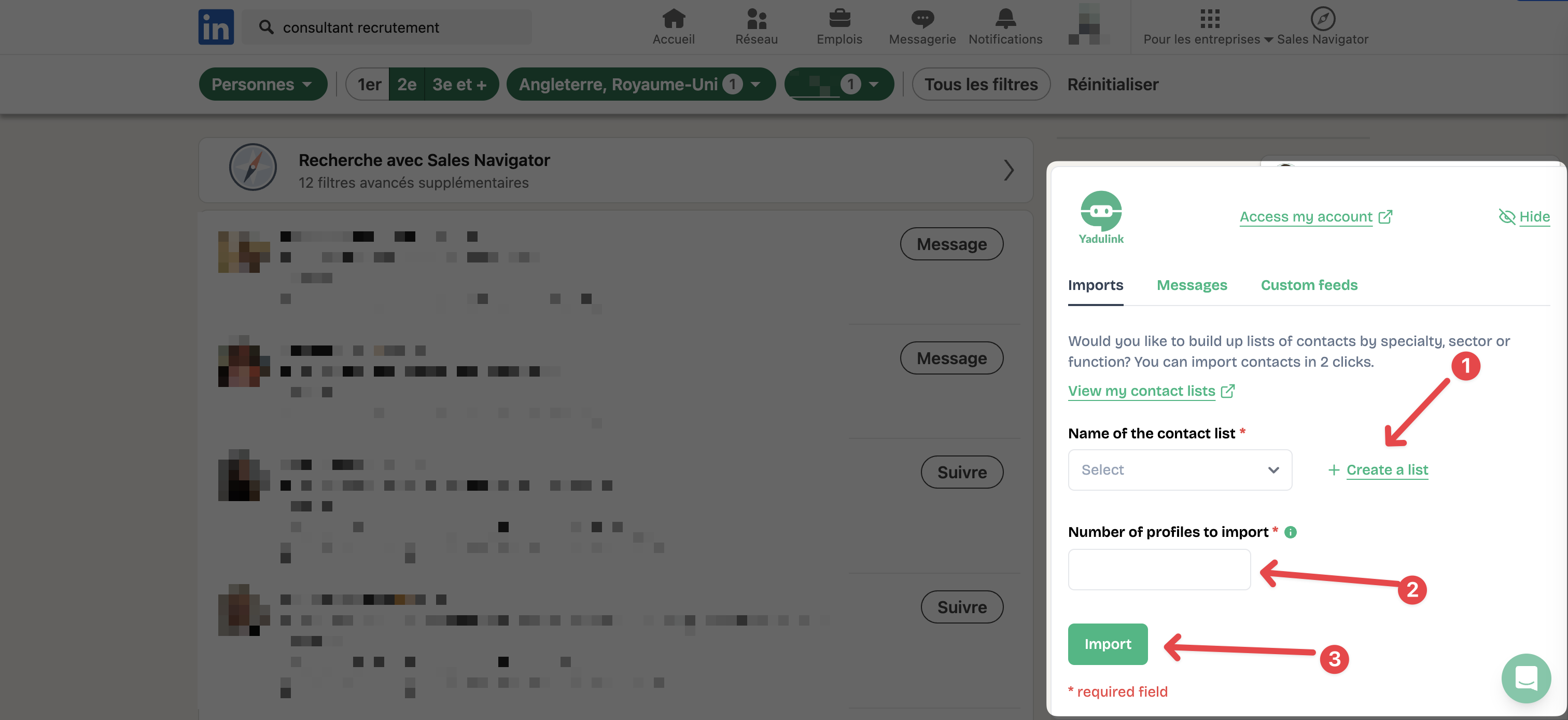 Importer depuis l'extension