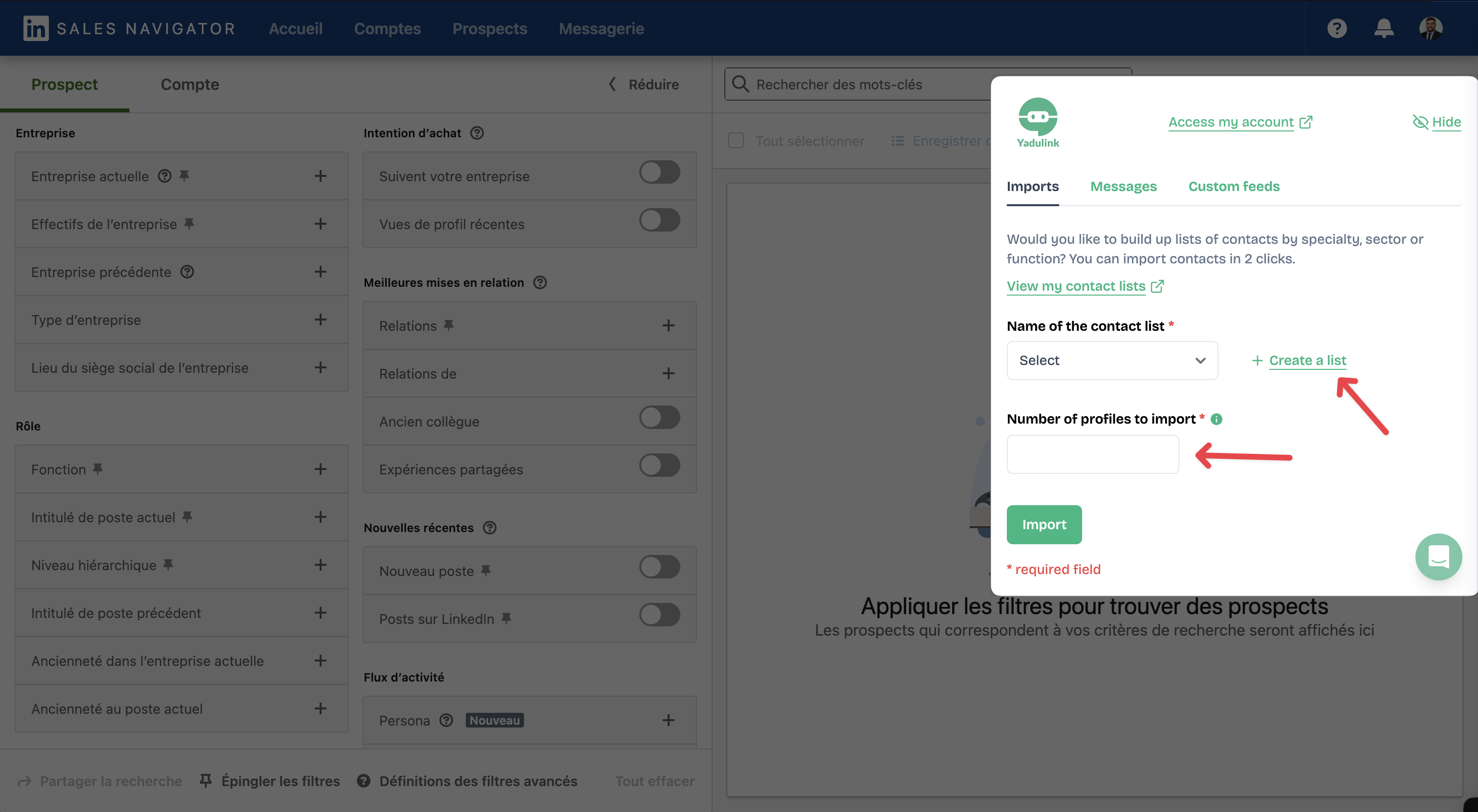 Importer les contacts