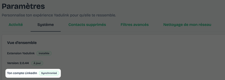 Confirmation de synchronisation